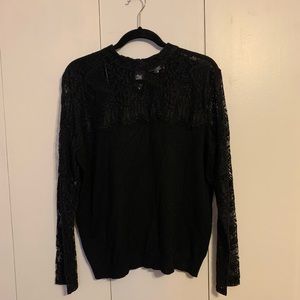 Joseph A. Black Knit & Lace Sweater
